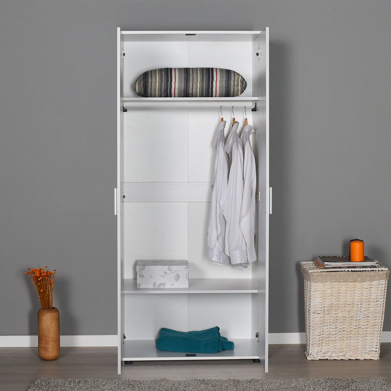 Armoire moderne blanche avec nombreuses tablettes, 31,5 po x 73,6 po x 18,5 po | 100% panneau de particules enduit de mélamine, épaisseur: 0,6 pouce | Conception murale, solution de rangement élégante et fonctionnelle pour toute chambre à coucher