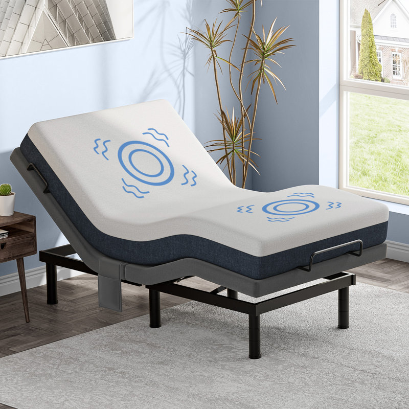 Base de lit à massage réglable avec gravité zéro, anti-ronflement, télécommande sans fil, Très grand simple