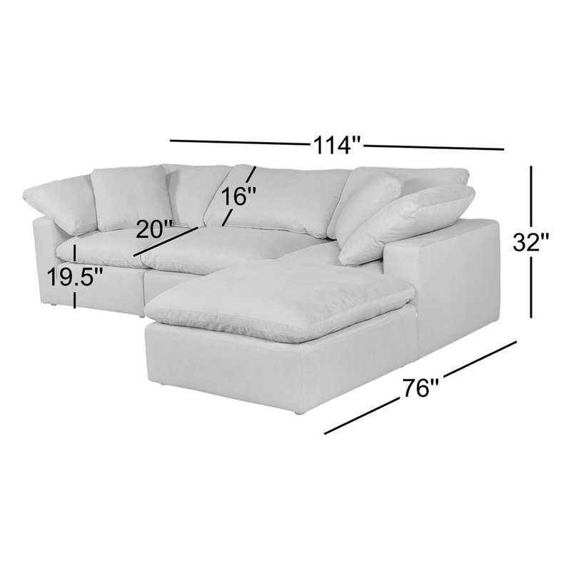 Canapé modulaire en tissu performance 4 pièces Armand, Performance gris clair