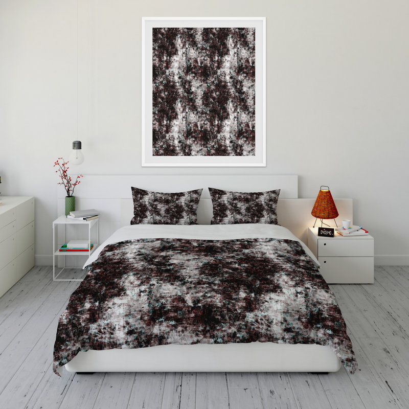 Polyester Twill Abstract Duvet Cover, Queen Duvet Cover + 2 Standard Pillowcases