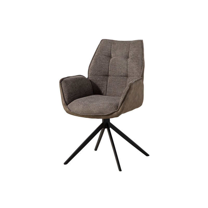 POLSTERSTÜHLE Polyester Blend Upholstered Metal Swivel Chair, Brown/Gray