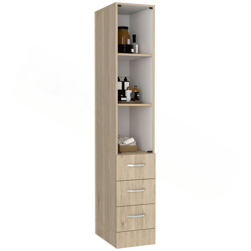 Armoire à linge, trois tablettes, quatre tiroirs, Chêne
