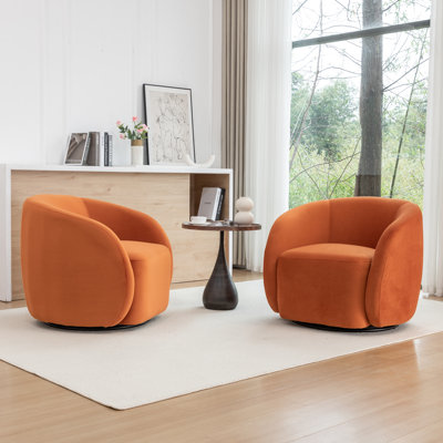Arrun Velvet Swivel Barrel Chair