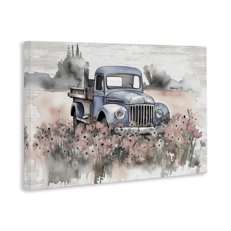 Art mural Pickup in Floral Meadow par lettré et doublé, H 30 po x l 45 po
