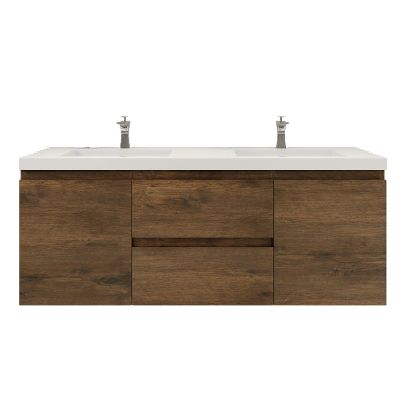 Ensemble de meuble-lavabo double 59 po Aylanna, Palissandre