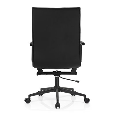 Set of 2 Modern High Back Office Desk Chair | Upholstered Ribbed PU Leather with Metal Frame | Computer Armchair for Home, Executive, Conference, Meet by Hokku Designs