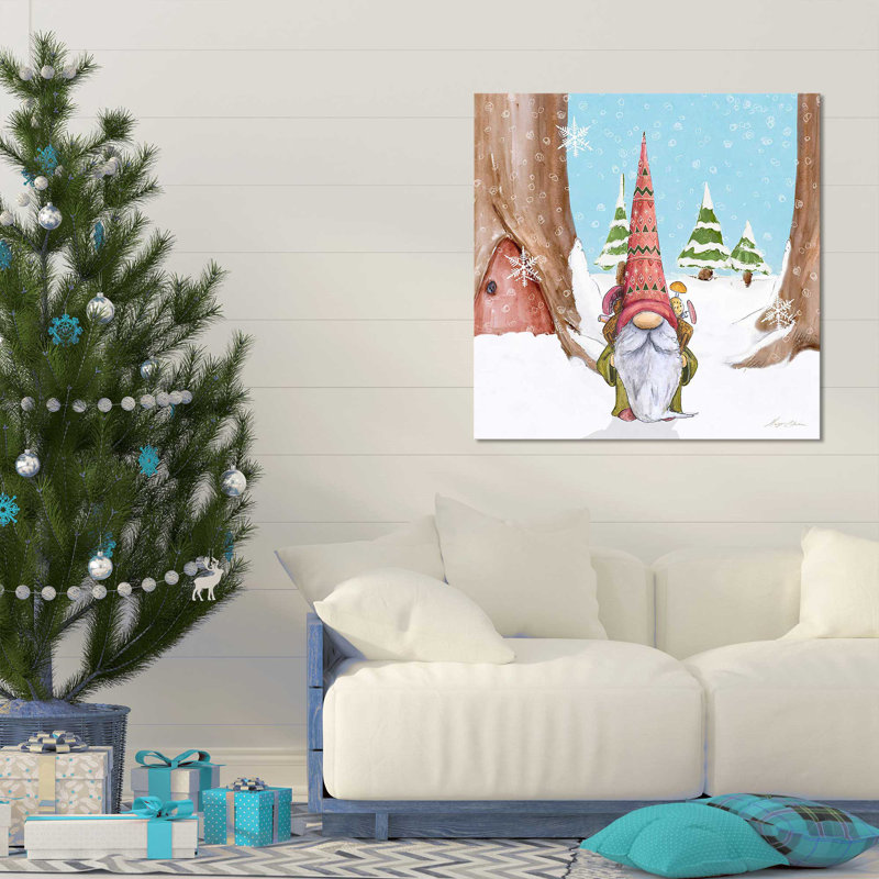 «Winter Gnome I», reproduction de peinture à l'aquarelle, H 18 po x l 18 po x P 1 po, Toile tendue
