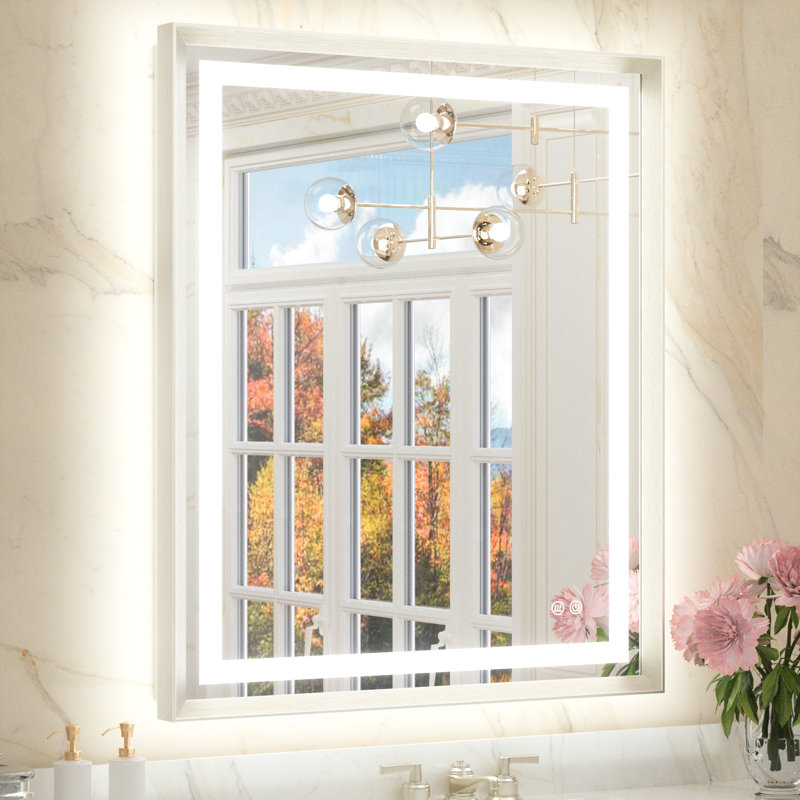 Miroir de salle de bain Dineen, 36 po x 28 po, Nickel brossé