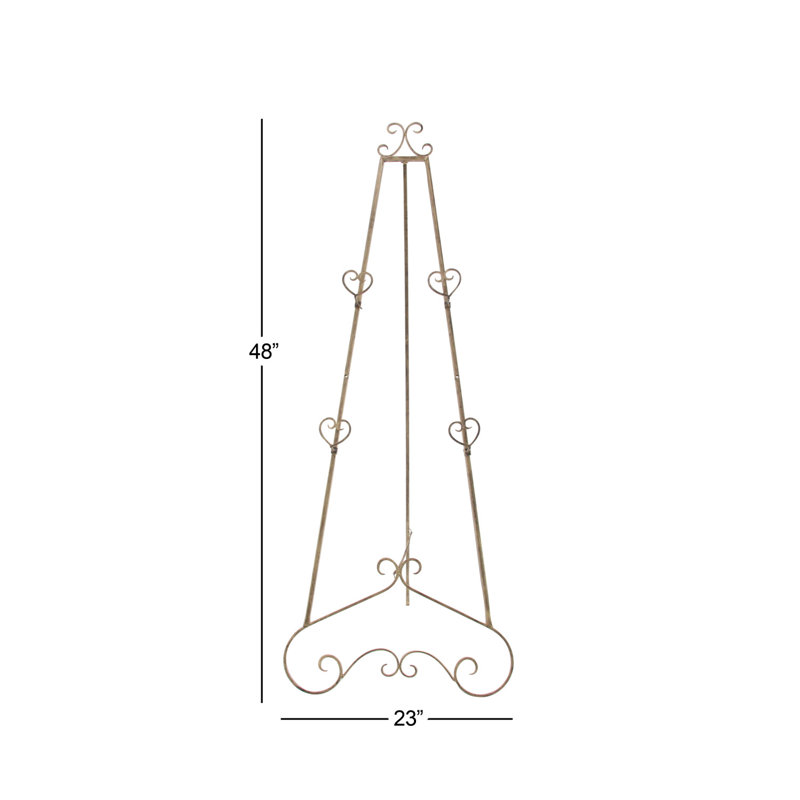 Opalo Metal Large Free Standing Adjustable Display Stand Scroll Easel with Chain Support, Antique Gold
