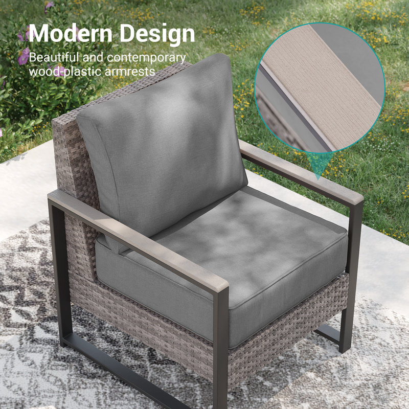 Ensemble de patio, chaises et table d'appoint 3 pièces, Gris