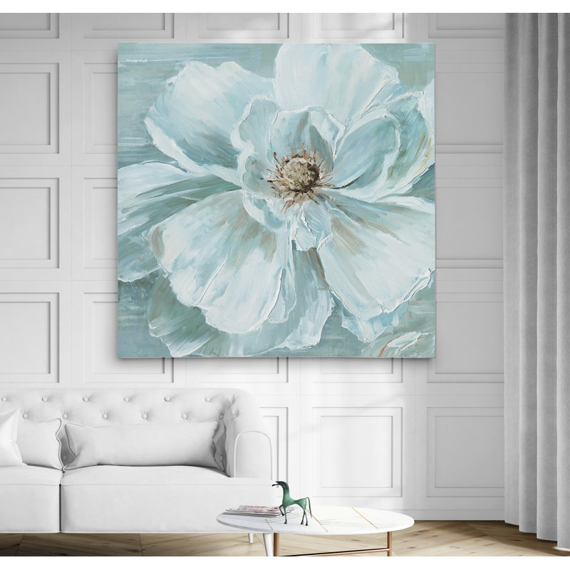 «Blue Blooming Beauty I», reproduction de peinture à l'huile, Toile tendue, H 16 po x l 16 po x P 1,5 po