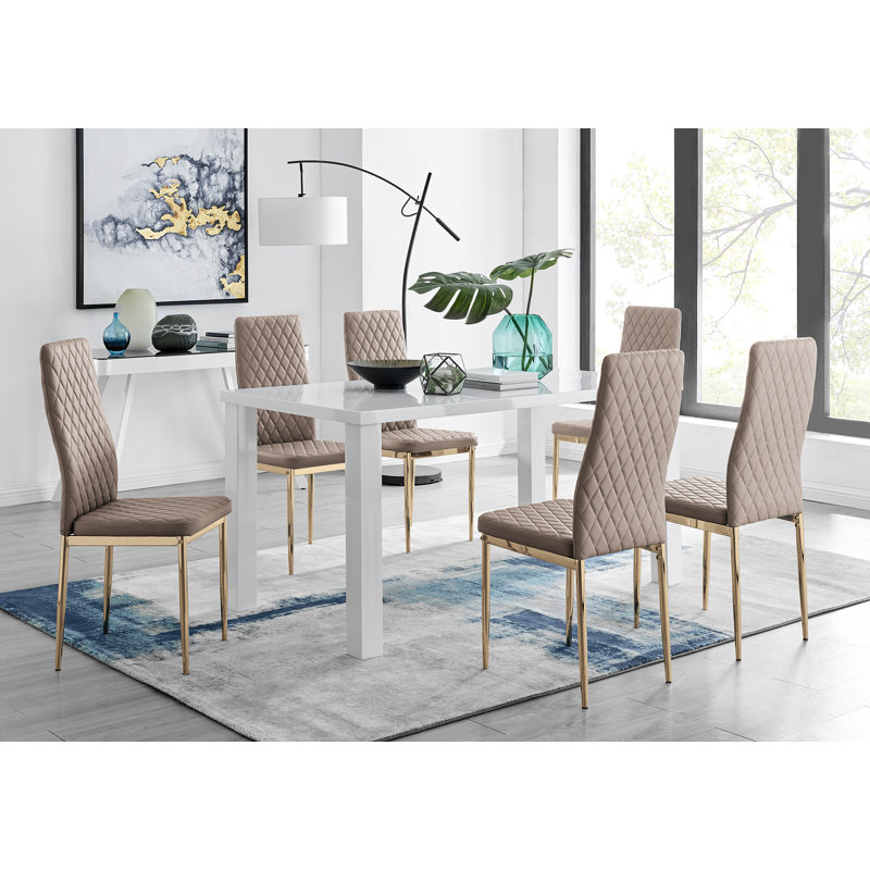 Scottsmoor Dining Set with 6 Chairs, Cappuccino