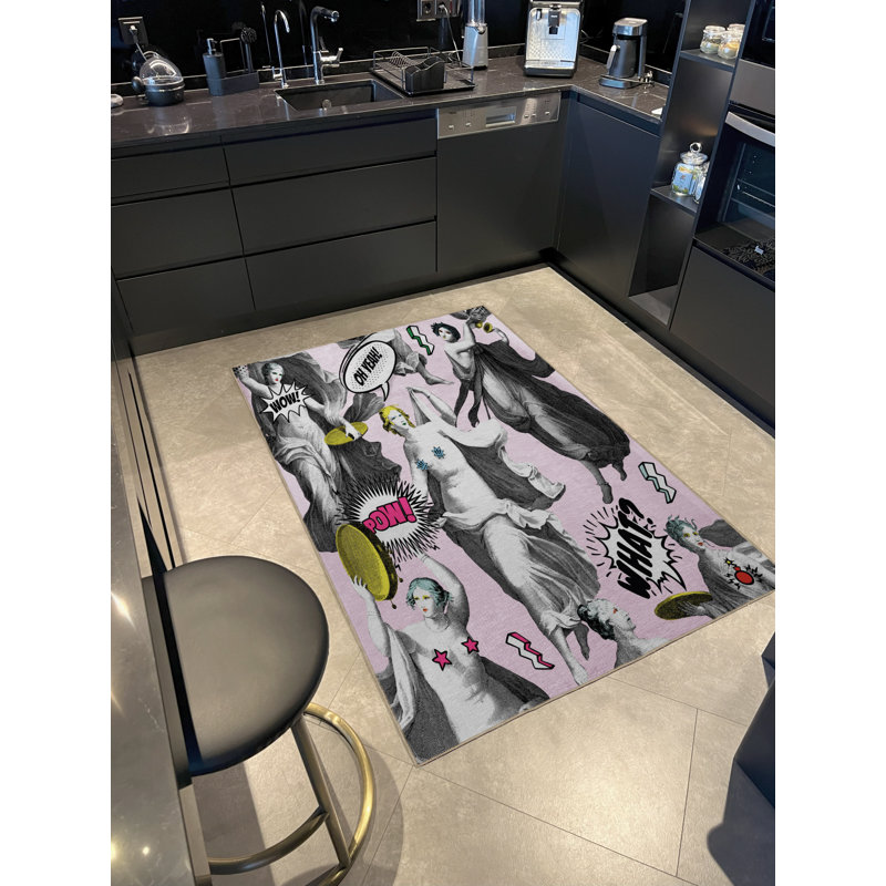 Tapis décoratif moderne à motif de buste, Rectangle 4 pi 11 po x 7 pi 7 po