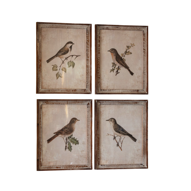 Rustic Songbird Framed Prints - Set of 4