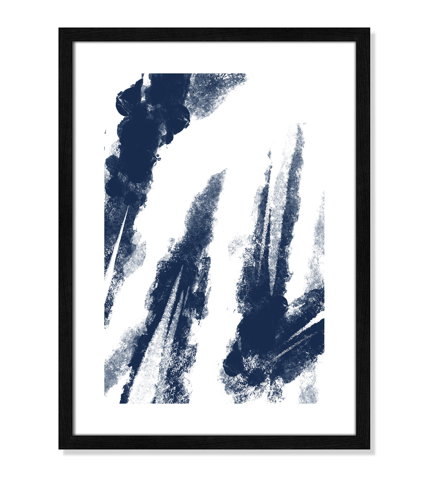 Ferne "Navy Striking Seams 2" Print, 23" H x 17" W x 0.75" D, Black Wood Framed Paper