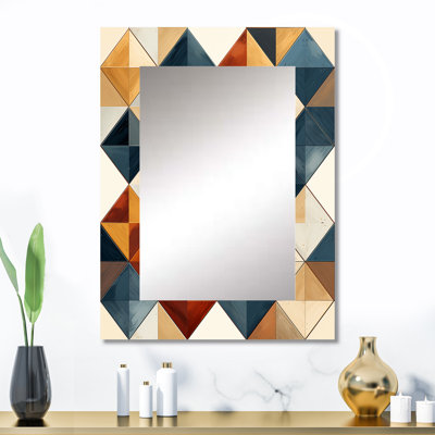 Mosaïque de tons naturels gris et beige - miroir mural géométrique, miroir décoratif moderne, impression d'art en métal