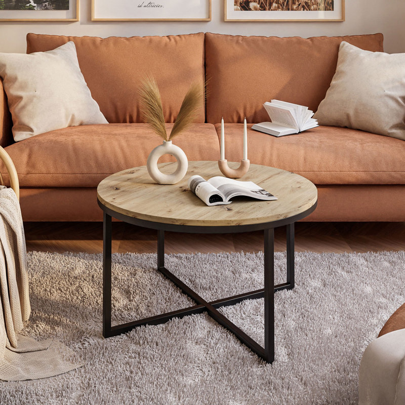 Elona Cross Legs Coffee Table, Artisan, Black