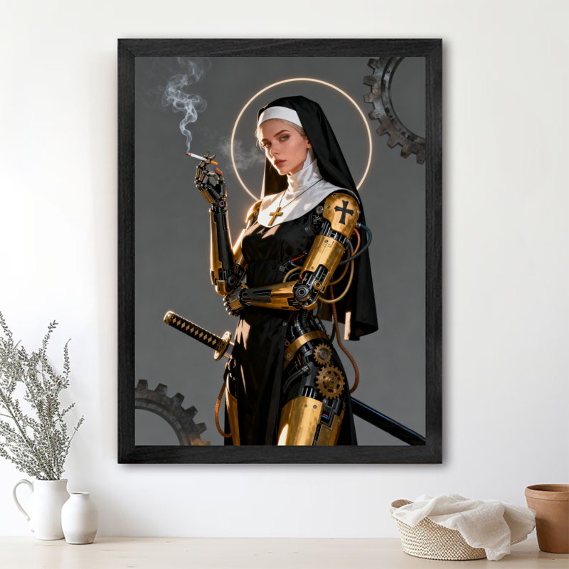 Reproduction d'art encadré noir rétro, H 11 po x l 9 po
