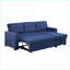 Canapé modulaire avec lit simple escamotable et amp; Chaise avec rangement - Lin bleu marine | Petits espaces / invités de nuit-426581319