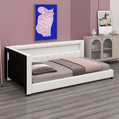 Contemporary Low-Profile Bed Featuring Built-in USB Ports and Decorative LED Strip