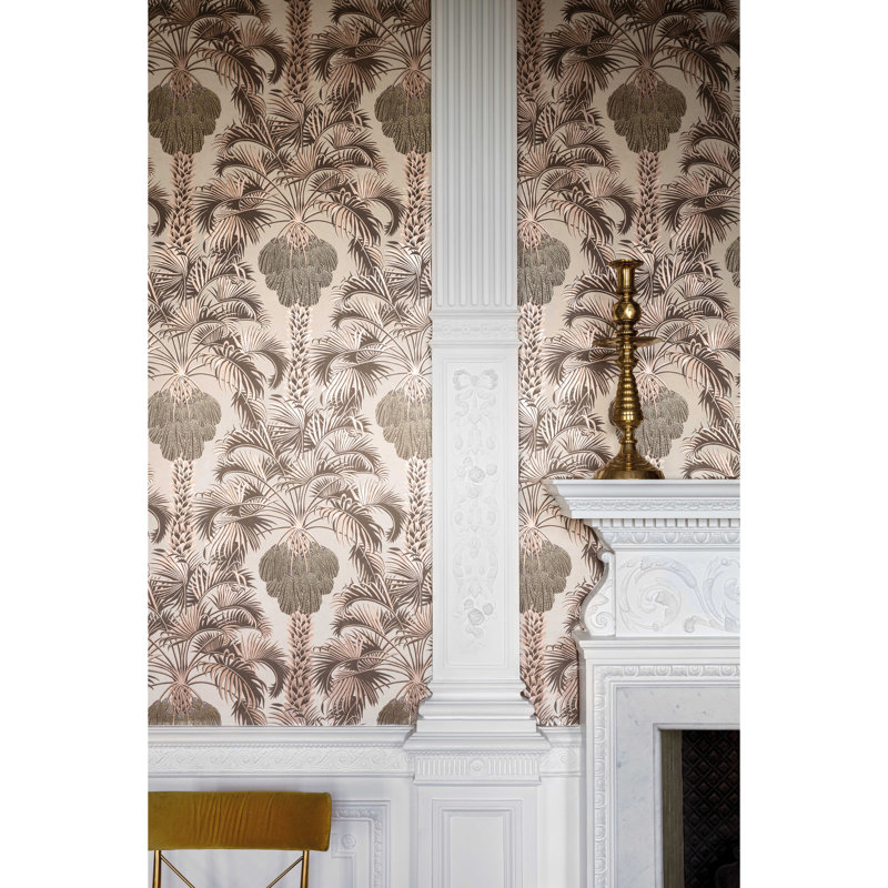 Hollywood Palm Floral Metallic Wallpaper Roll, Leaf Green