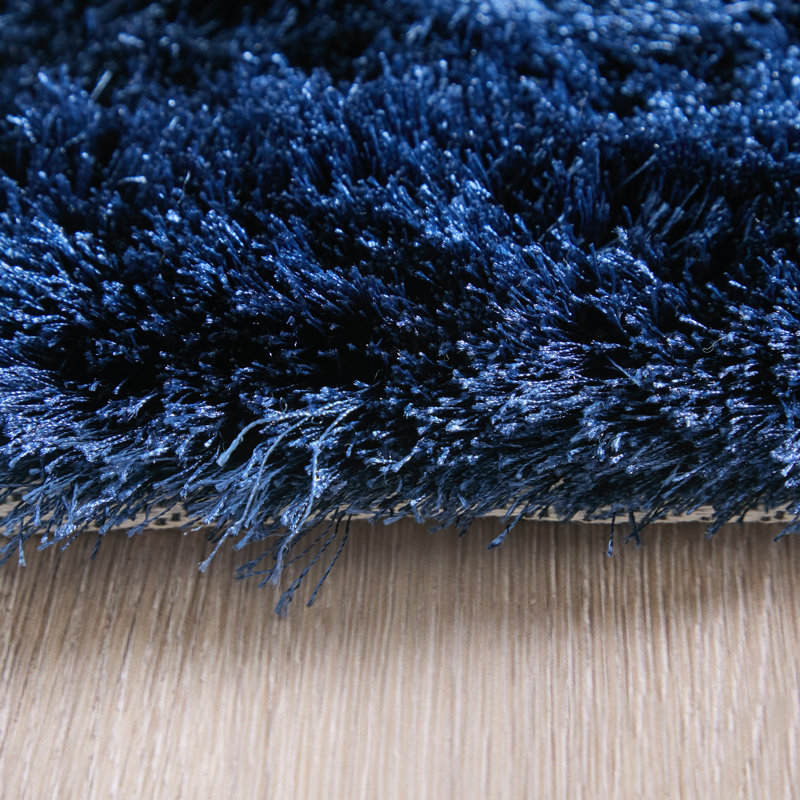 Tapis noir touffeté à la main Cienna, Bleu très foncé, Rectangle 4 pi 9 po x 7 pi 6 po