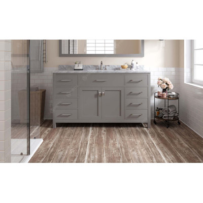 Caroline 60'' Single Bathroom Vanity with Marble Top -  Virtu USA, MS-2060-WMSQ-GR-NM