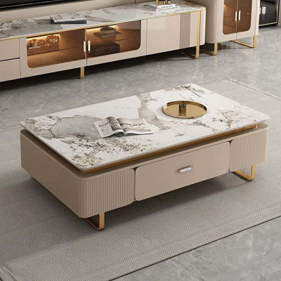 Table basse Beige Stone + Bois manufacturé