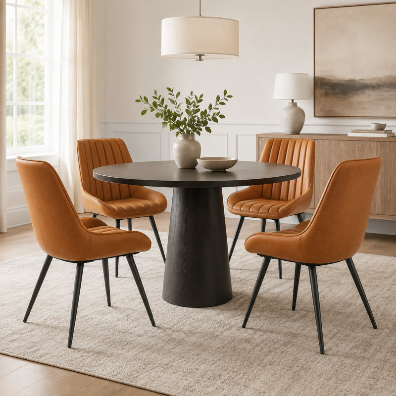 Chaise rembourrée avec pieds en métal, Brun