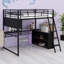 Lit mezzanine en métal avec DEL, bureau et tablettes