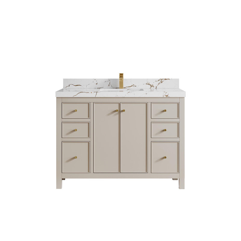 Meuble-lavabo simple 48 po avec comptoir en quartz Chicago