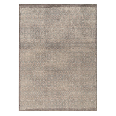 Hand-Knotted Distressed Style Rug, Gray, Blue Geometric Pattern By Rug Kilim