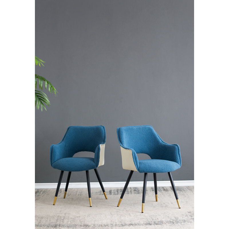 Ensemble de 2 fauteuils d'appoint en tissu bleu, 23 po x 23 po x 34 po