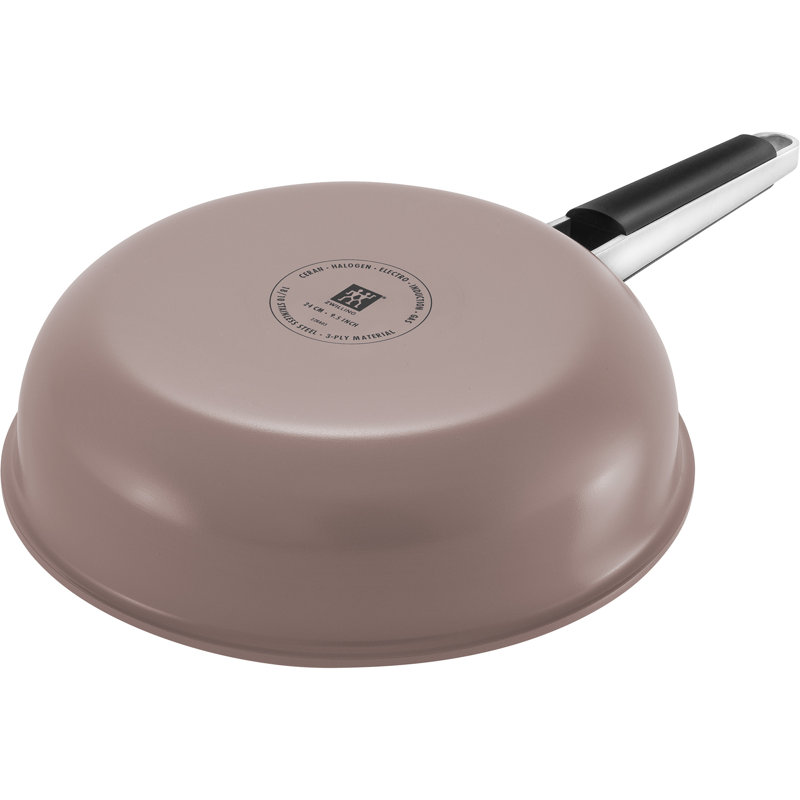 ZWILLING Pure 9.5-Inch Stainless Steel Ceramic Nonstick Fry Pan, Green, 9.5", Rose