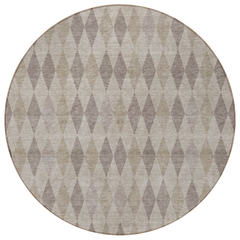 Tapis d'intérieur rond antidérapant rond 8 'beige taupe et brun