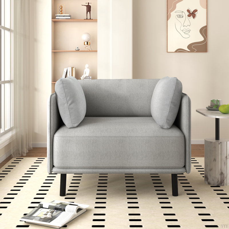 Fauteuil d'appoint avec coussin lombaire, Gris, Noir
