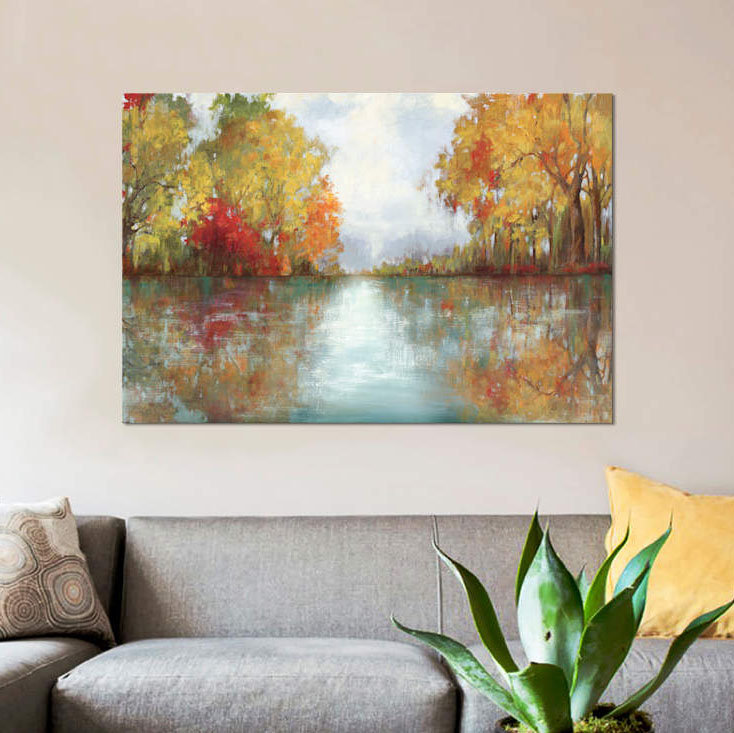 «Forest Reflection», reproduction sur toile, H 40 po x l 60 po x P 1,5 po, Pas de tapis, Toile tendue