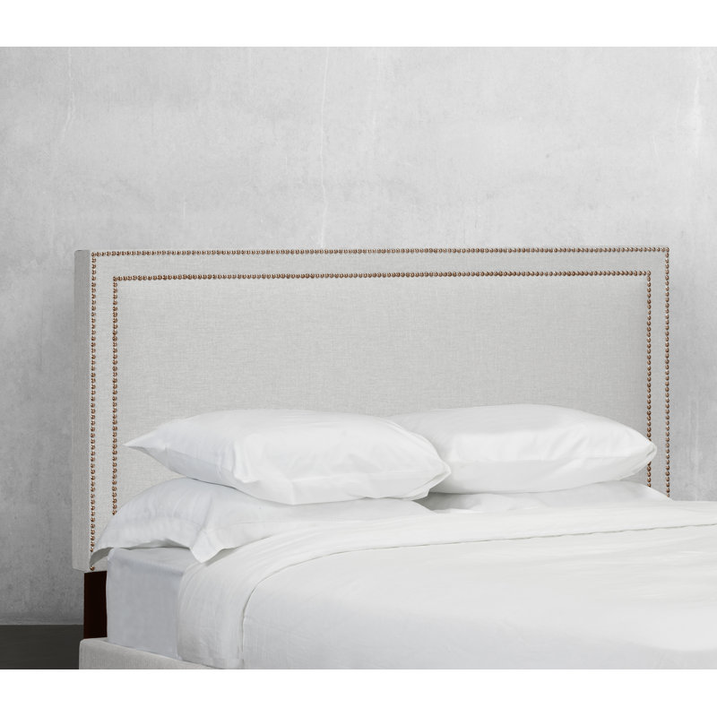 Tête de lit à panneau rembourré Wetmore, Simple, Blanc cassé