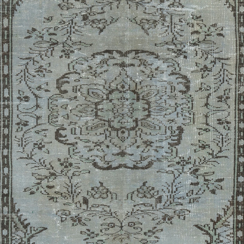 Tapis turc bleu clair en laine fait à la main 6 x 9 pi pour intérieurs modernes