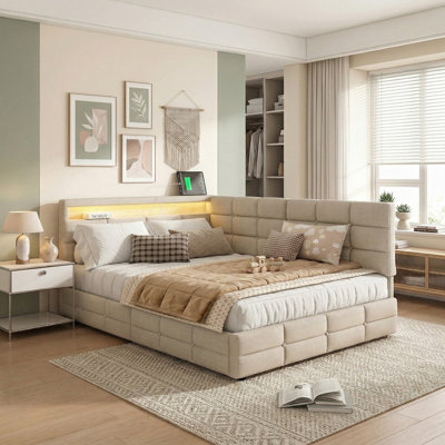 140×190 CM Daybed with Two Storage Drawers, Modern Youth Bed frame with Wooden Slats, Sofa Bed for Living Room/Bedroom/Study Room