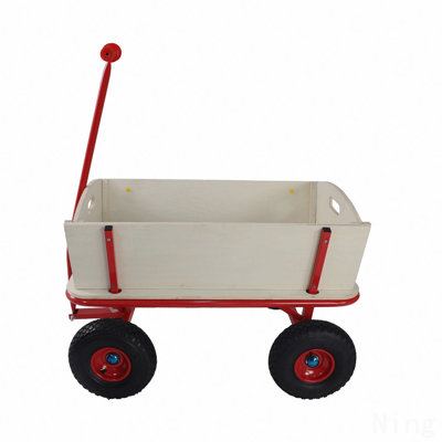 Chariot en bois + conception à quatre roues, capacité de charge: 260 lb, poussette extérieure pour enfants, apportant de la joie à l'enfance à l'extérieur
