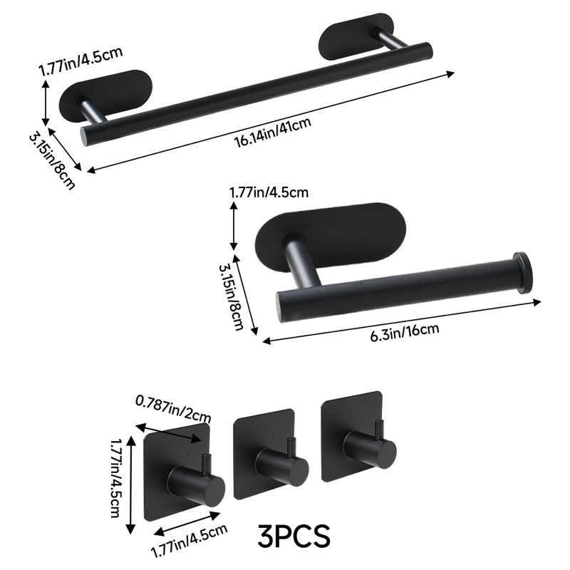41cm Wall Mounted Required Towel Bar, Black