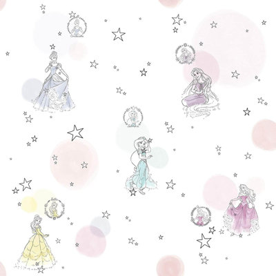 Disney Princess Wallpaper Roll Girls Girls Bedroom Princesses Colourful