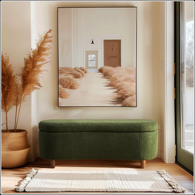 Boucle Flip Top Storage Bench Cream See below Simple design, comfortable and durable, multi-functional bench