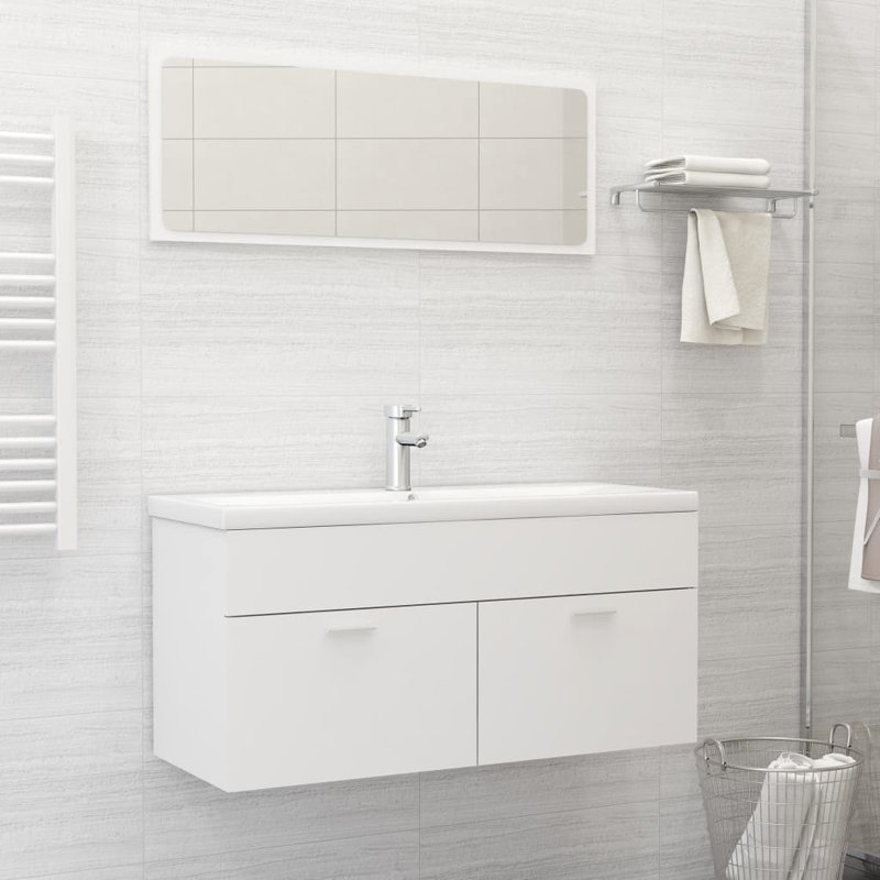 Commode d'appoint à miroir, Blanc