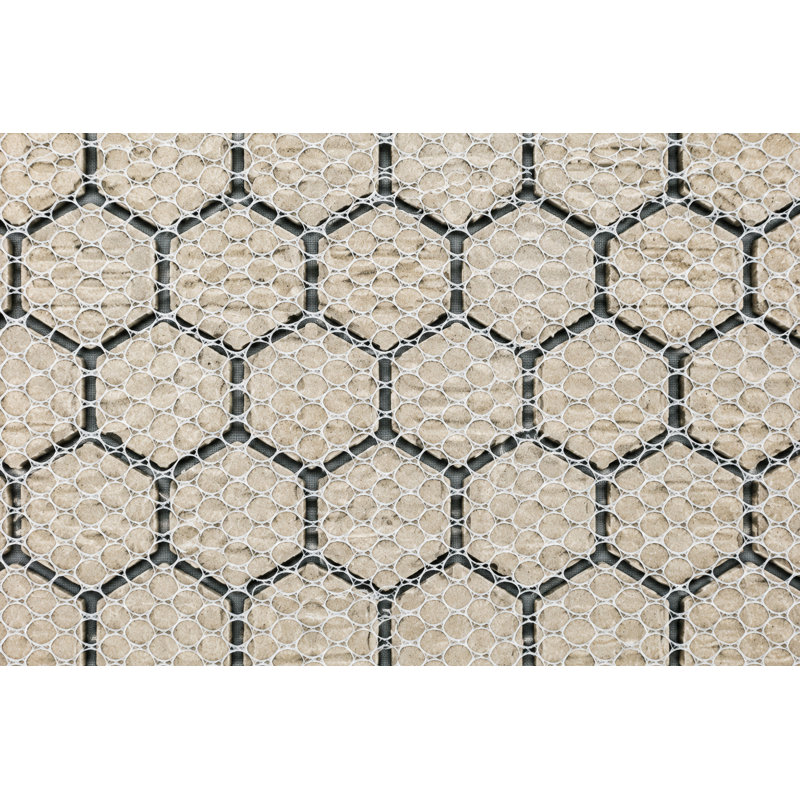 MOSAIQUE FLEUR BLANC ET PORCELAINE GRIS, White/Gray