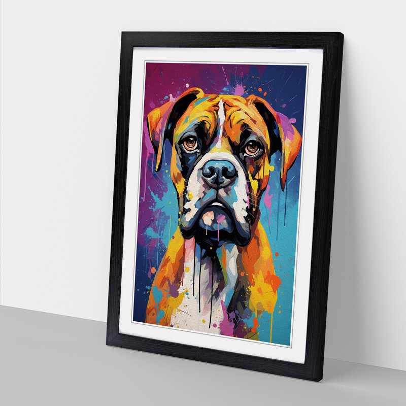 Boxer Dog Abstract - Framed Print, Black, 46cm H x 34cm W x 2cm D