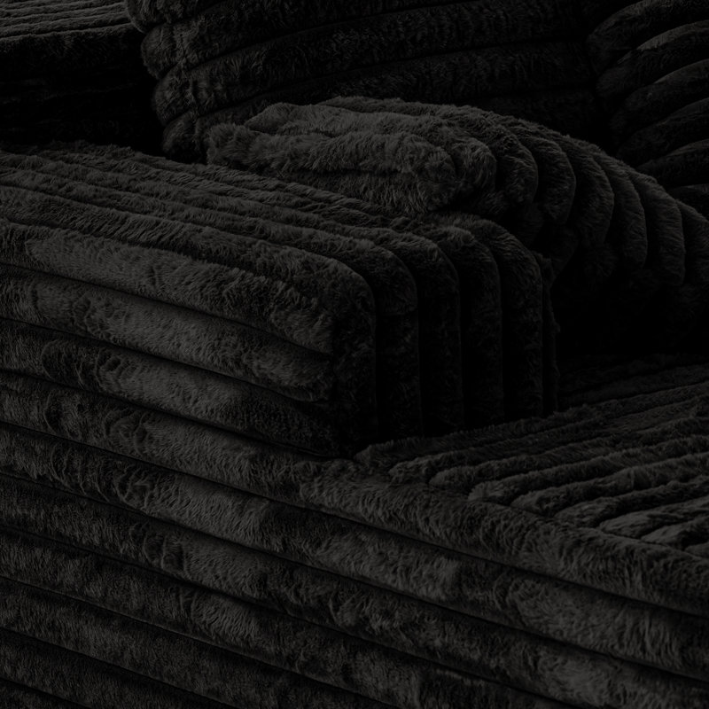 Chaise longue rembourrée Corduroy, Noir