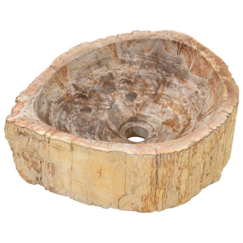 Bathroom Basin, Naturally Varied Shape, Cream (16.3"-17.7")x(11.8"-13.8")x4.5" Fossil Stone