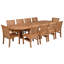 Ensemble de salle à manger 11 pièces en bois de teck comprenant une table à rallonge ovale double avec 2 fauteuils Abacho et 8 chaises d'appoint